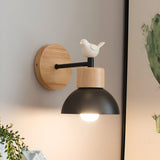 Nordic Wood Japandi Dome Wall Sconce LED 1-Light