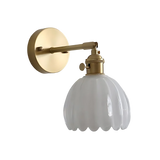 Vintage Brass Tulip Glass Wall Sconce 1-Light