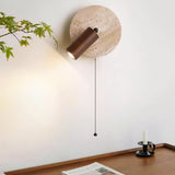 Modern Travertine Wood Rotatable Wall Sconce LED 1-Light