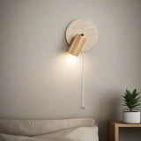 Modern Travertine Wood Rotatable Wall Sconce LED 1-Light