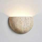 Medieval Travertine Stone Half-Round Wall Sconce G4 1-Light