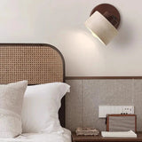 Minimalist Travertine Wood Cylinder Wall Sconce LED 1-light