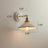 Vintage Japanese Ceramic Brass 1-Light Wall Light