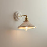 Vintage Japanese Ceramic Brass 1-Light Wall Light