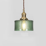 Japanese Brass Glass 1-Light Round Pendant Light