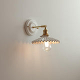 Vintage Japanese Ceramic Brass 1-Light Wall Light