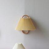 Modern Solid Wood & Fabric Pleated Wall Sconce Light 1-light