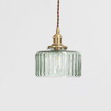 Japanese Brass Glass 1-Light Round Pendant Light