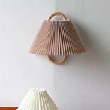 Modern Solid Wood & Fabric Pleated Wall Sconce Light 1-light