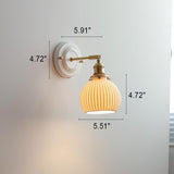 Vintage Japanese Ceramic Brass 1-Light Wall Light