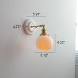 Vintage Japanese Ceramic Brass 1-Light Wall Light
