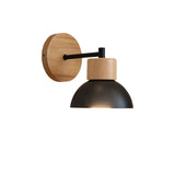 Nordic Wood Japandi Dome Wall Sconce LED 1-Light