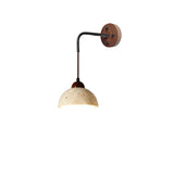 Modern Travertine & Wood Hanging Wall Sconce LED 1-Light