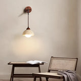 Modern Travertine & Wood Hanging Wall Sconce LED 1-Light