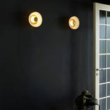Minimalist Brass & Glass Round Wall Sconce LED 1-Light
