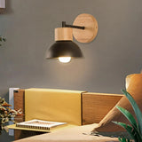 Nordic Wood Japandi Dome Wall Sconce LED 1-Light