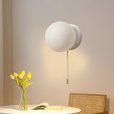 Nordic Minimalist Glass Globe Wall Sconce LED 1-Light with Pull Cord