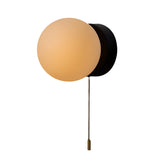 Nordic Minimalist Glass Globe Wall Sconce LED 1-Light with Pull Cord