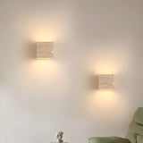 Minimalist Travertine Stone Square Outdoor Wall Light LED 1-Light
