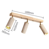 Nordic Wabi-Sabi Travertine Cylinder Ceiling Light 3-Light