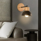 Nordic Wood Japandi Dome Wall Sconce LED 1-Light