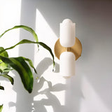 Modern Minimalist Glass Brass Wall Sconce LED 2-Light
