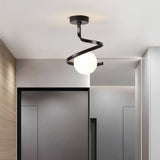 Modern Brass Glass Ceiling Light 1-Light