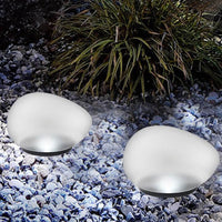Modern Frosted Glass Pebble Solar LED Outdoor Light | 1-Light