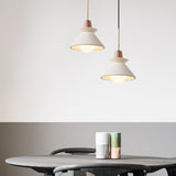 Nordic Cement and Wood Tapered Pendant Light | 1-Light