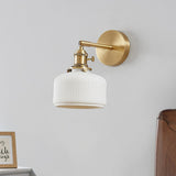 Modern Brass and Ceramic Ribbed Wall Light | 1-Light