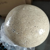 Japanese Minimalist Travertine Round LED Wall Light | 1-Light