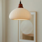 Japanese Ceramic Pleated LED Pendant Light | 1-Light