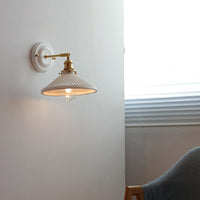 Vintage Japanese Ceramic Brass 1-Light Wall Light