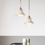 Nordic Cement and Wood Tapered Pendant Light | 1-Light