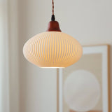Japanese Ceramic Pleated LED Pendant Light | 1-Light