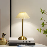 Scandinavian Brass Pleated Fabric Cone Table Light | 1-Light