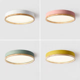 Nordic Wood Round LED Flush Ceiling Light | 1-Light