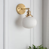 Japanese Brass Pleated Glass Wall Light | 1-Light