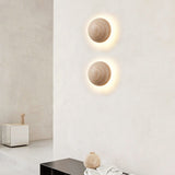 Japanese Minimalist Travertine Round LED Wall Light | 1-Light