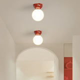Scandinavian Glass Globe Semi-Flush Ceiling Light | 1-Light