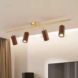 Nordic Walnut Wood LED Spotlight Ceiling Light | 1-Light