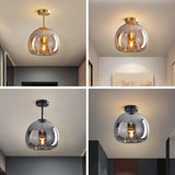 Nordic Glass Globe Semi-Flush Ceiling Light | 1-Light