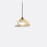 Modern Ribbed Clear Glass Dome Pendant Light | 1-Light