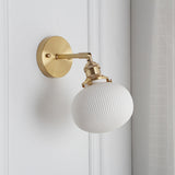 Japanese Brass Pleated Glass Wall Light | 1-Light