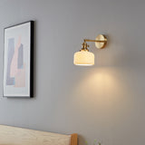 Modern Brass and Ceramic Ribbed Wall Light | 1-Light