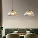 Modern Ribbed Clear Glass Dome Pendant Light | 1-Light