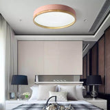 Nordic Wood Round LED Flush Ceiling Light | 1-Light