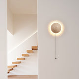 Japanese Minimalist Travertine Round LED Wall Light | 1-Light