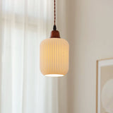 Japanese Ceramic Pleated LED Pendant Light | 1-Light