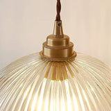 Modern Ribbed Clear Glass Dome Pendant Light | 1-Light